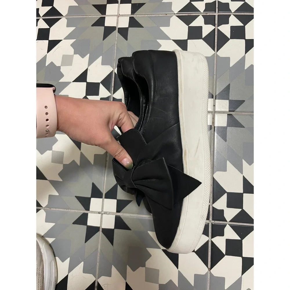 J. Adams Womens Black Bow Platform Slip On‎ Sneakers Size 6.5 Round Toe Casual
